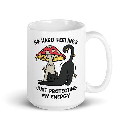 No hard feelings just protecting my peace, Introverted Coffee Cup, anti social cat lover gifts, mental health positivity tea cup, mushroom