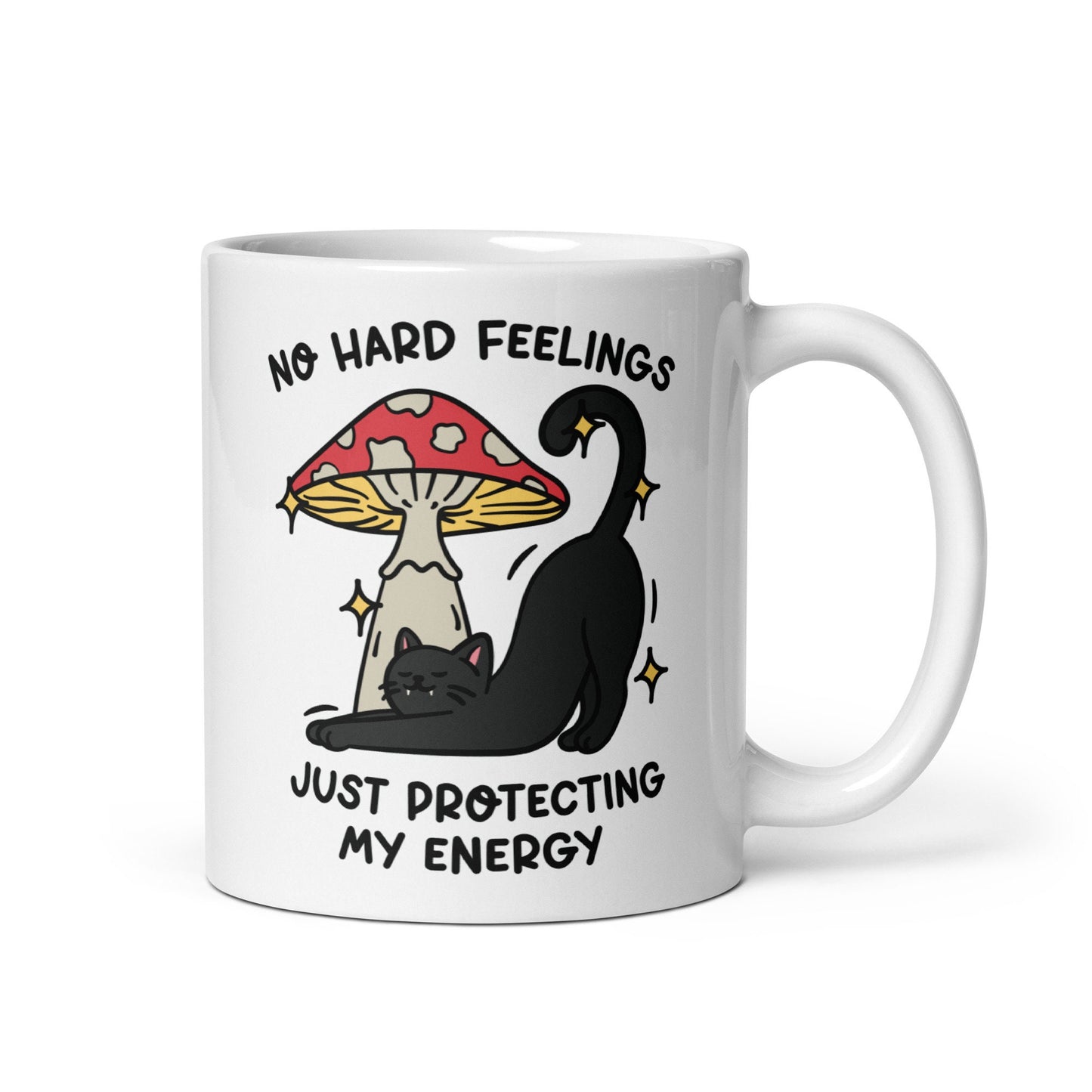 No hard feelings just protecting my peace, Introverted Coffee Cup, anti social cat lover gifts, mental health positivity tea cup, mushroom