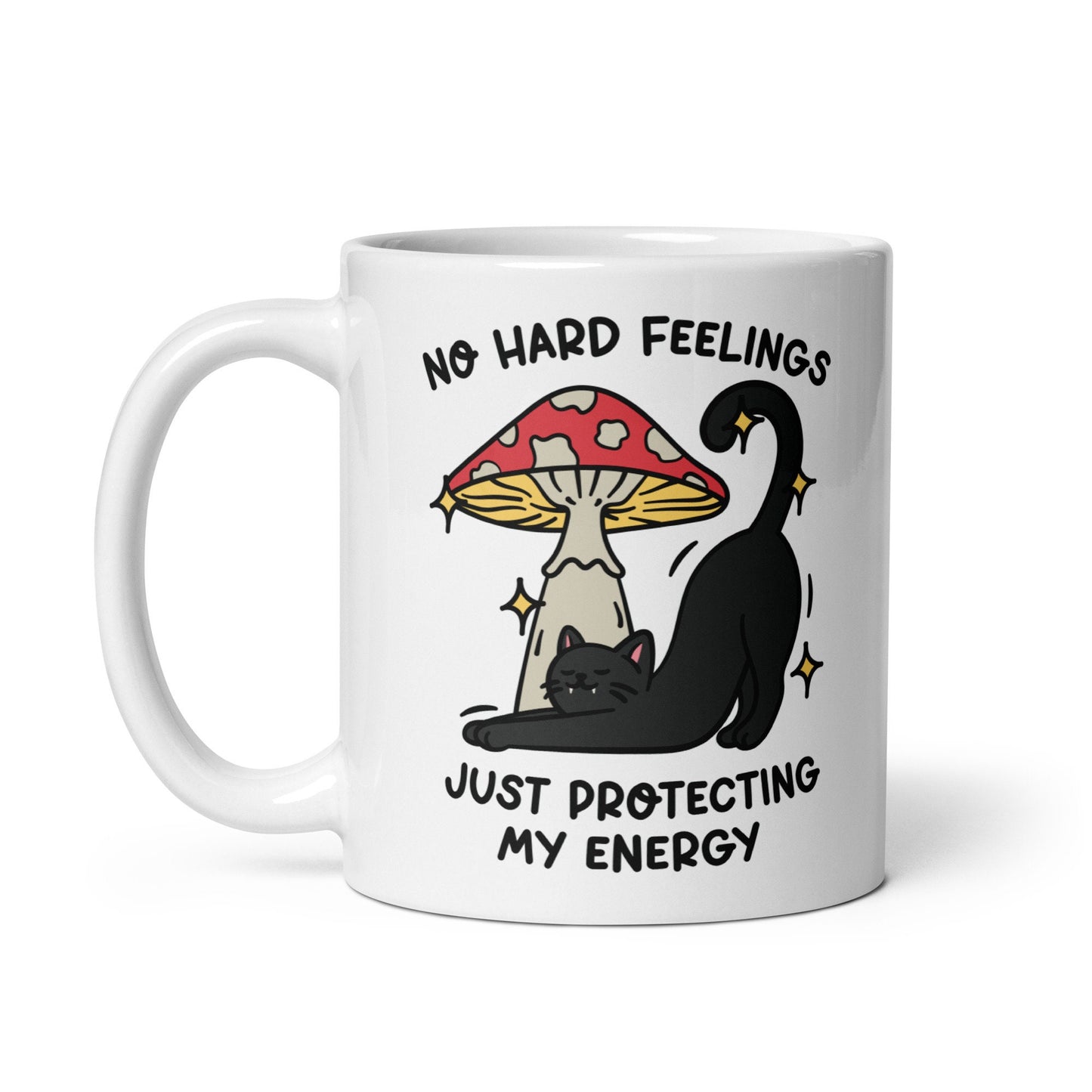 No hard feelings just protecting my peace, Introverted Coffee Cup, anti social cat lover gifts, mental health positivity tea cup, mushroom