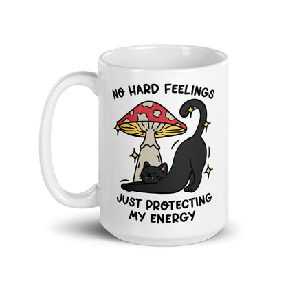 No hard feelings just protecting my peace, Introverted Coffee Cup, anti social cat lover gifts, mental health positivity tea cup, mushroom