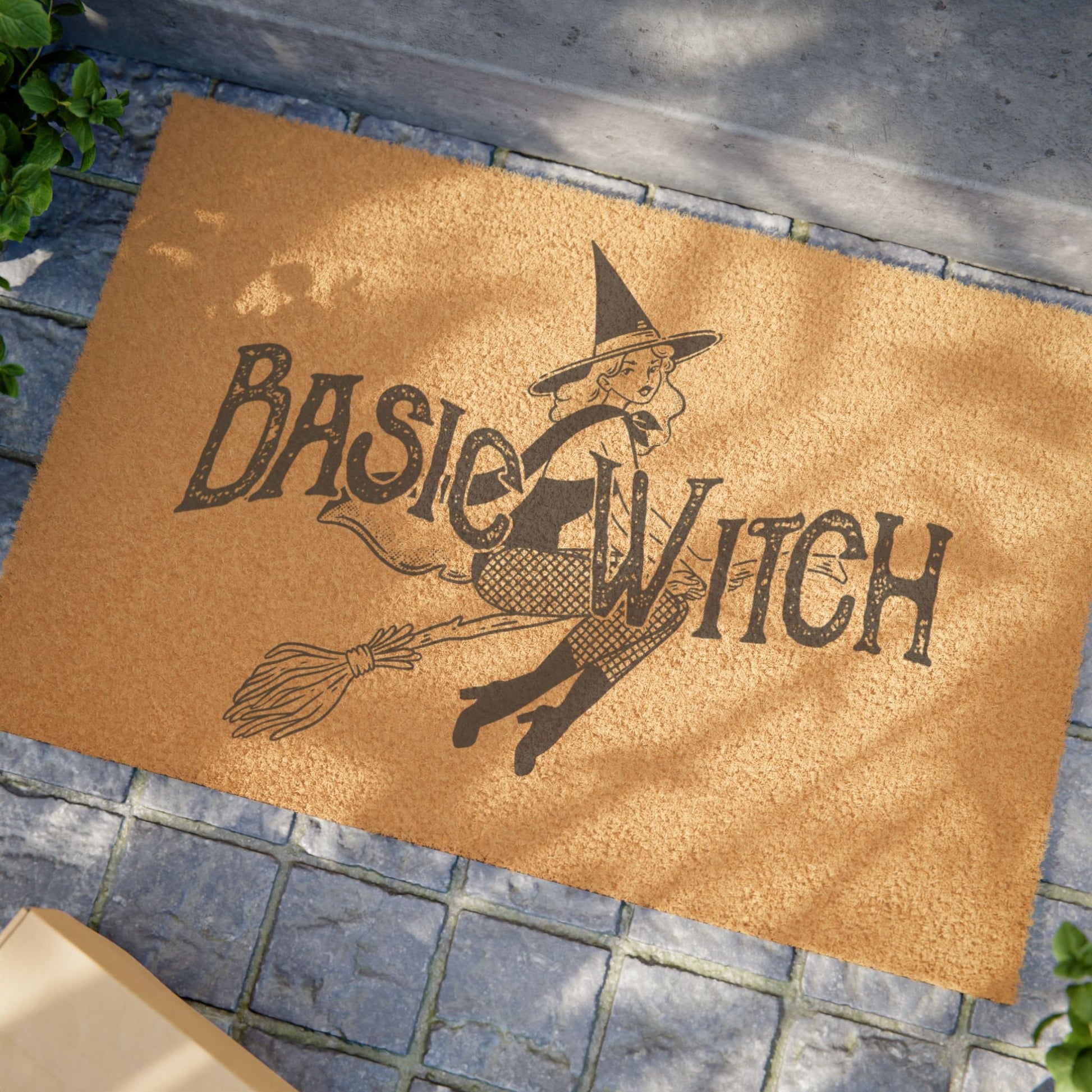 Basic Witch Doormat | Witchy Halloween Home Decor | Vintage Witch Fall Doormat | Witchy House Gifts | Spooky Cute Halloween Lover