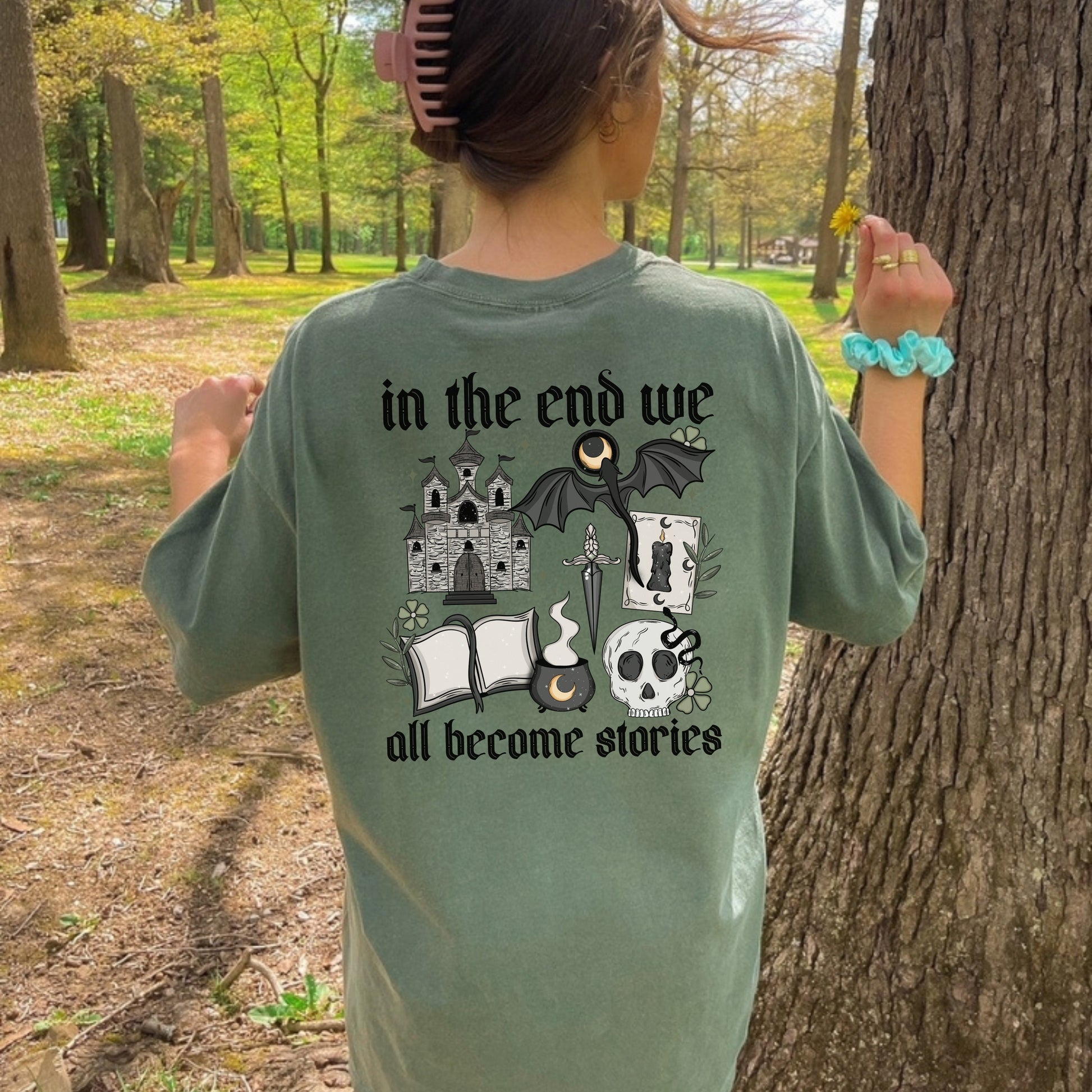 Fantasy Reader Shirt | In the End we all become stories tshirt | Dragon Medeviel