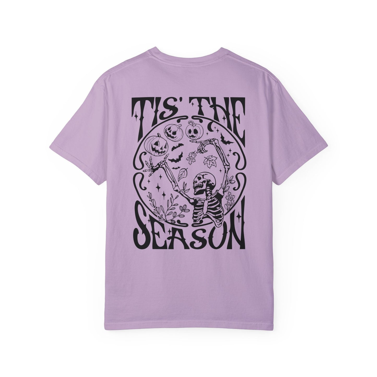 Tis the Season Halloween Tshirt | Spooky Cute Skeleton Shirt | Fall and Halloween Lover Gift | Front and Back Design | Skull pumpkin bats