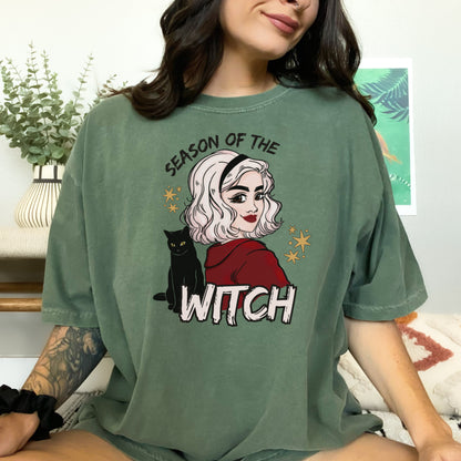 Season of the Witch Tshirt | Sabrina Halloween Shirt | Teenage Witch Spooky Season Shirt | Binx Black Cat Lover | Spooky Cute Witchy Gift