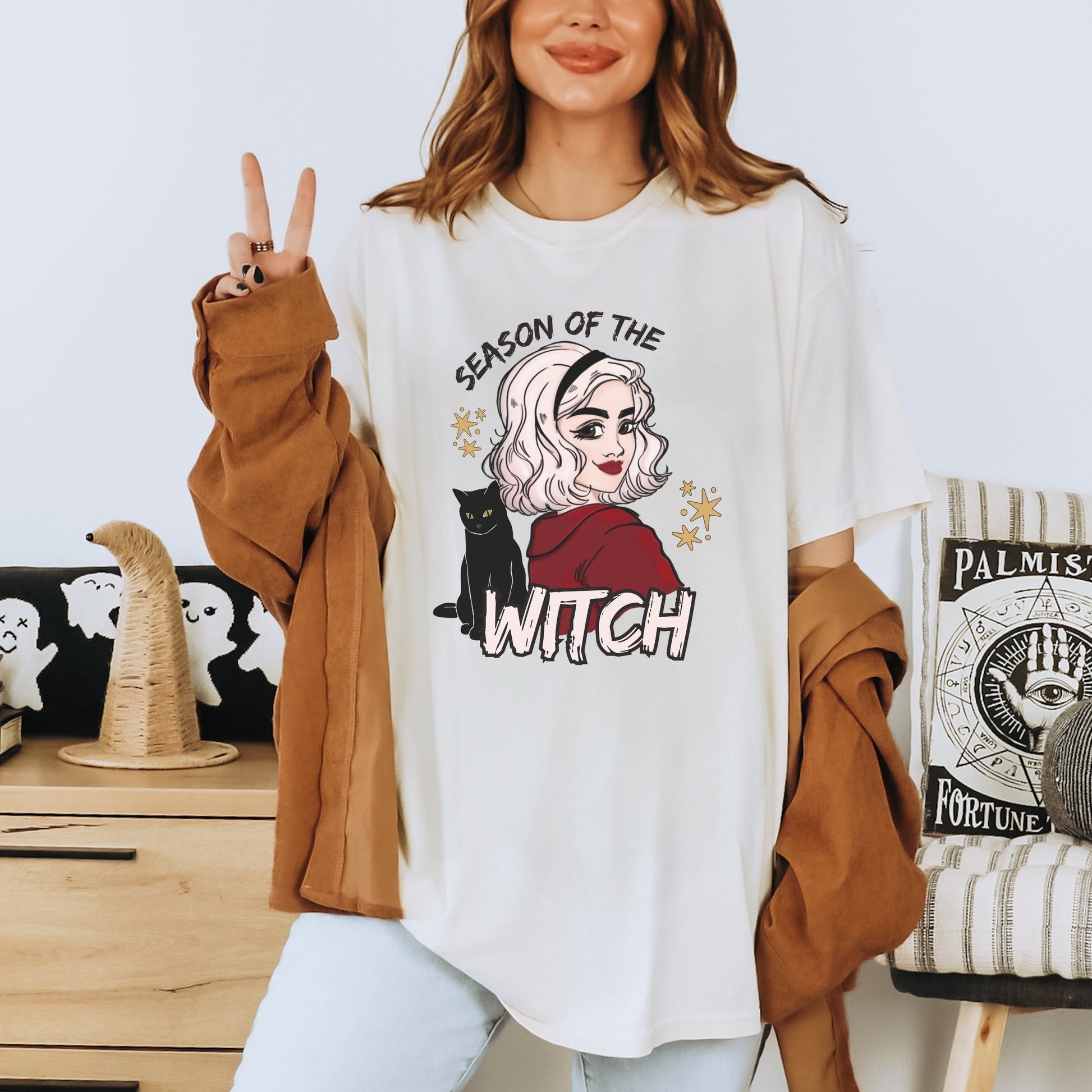 Season of the Witch Tshirt | Sabrina Halloween Shirt | Teenage Witch Spooky Season Shirt | Binx Black Cat Lover | Spooky Cute Witchy Gift