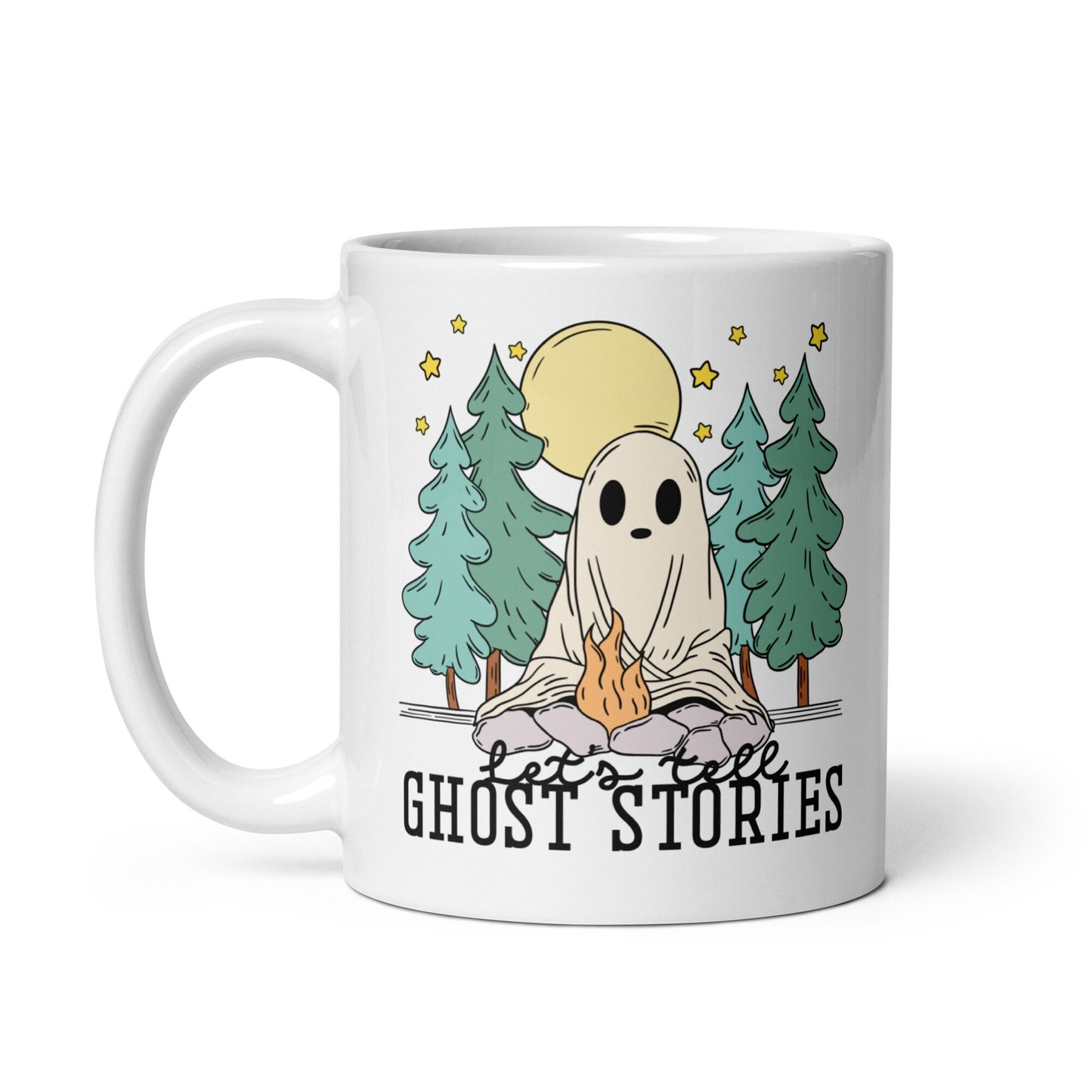 Lets Tell Ghost Stories Spooky Mug | Bookish Halloween Coffee Cup | Spooky Cute Ghost Mug | Horror Lover Gifts | Cozy Fall Mug