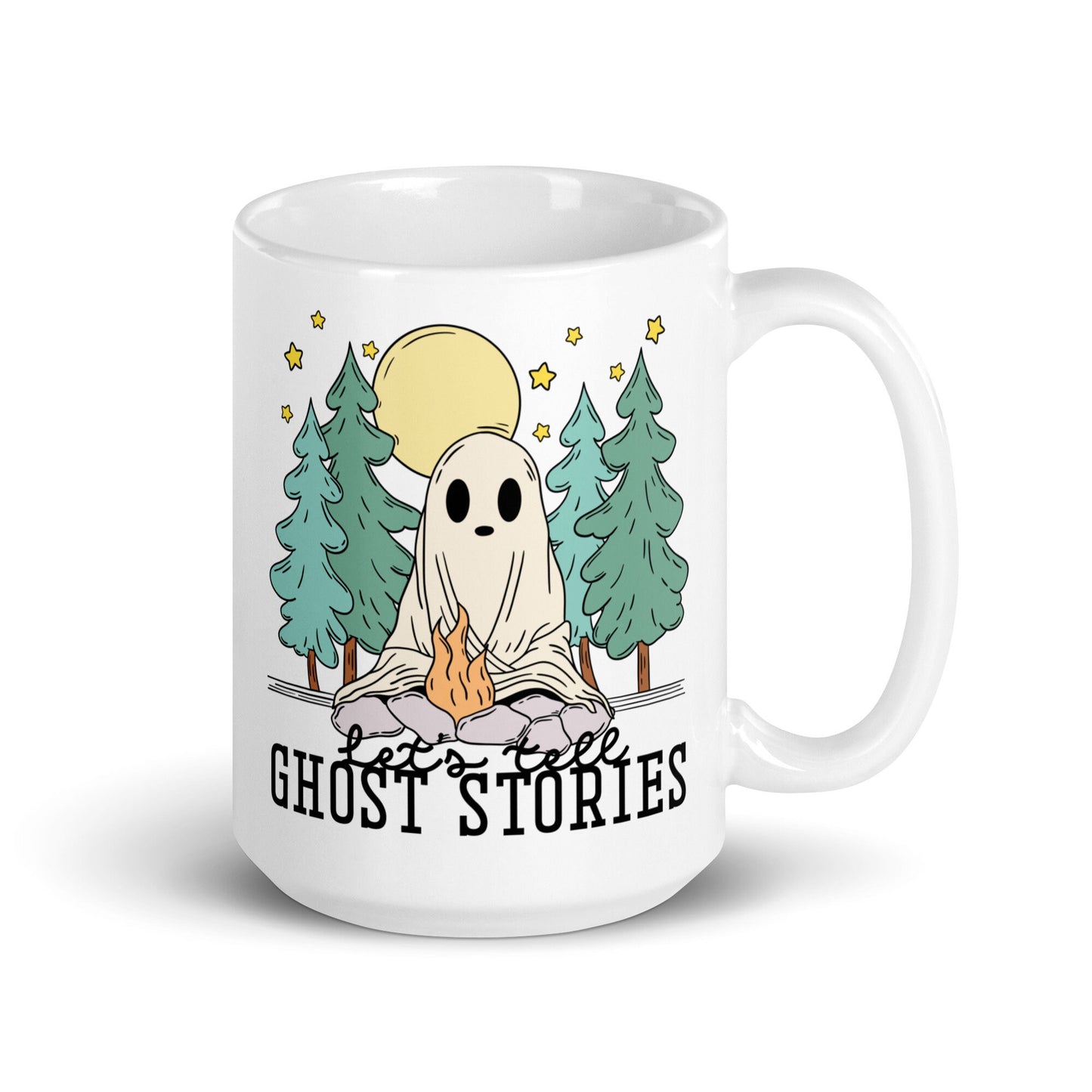 Lets Tell Ghost Stories Spooky Mug | Bookish Halloween Coffee Cup | Spooky Cute Ghost Mug | Horror Lover Gifts | Cozy Fall Mug