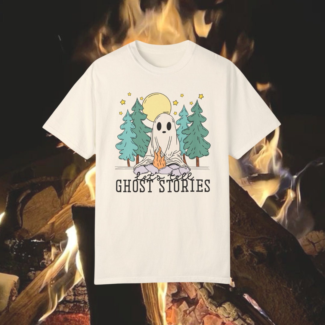 Lets Tell Ghost Stories Tshirt | Bookish Halloween shirt | Spooky Cute Ghost Cup | Horror Reader Gift | Cozy Fall reading tee | Autumn Lover