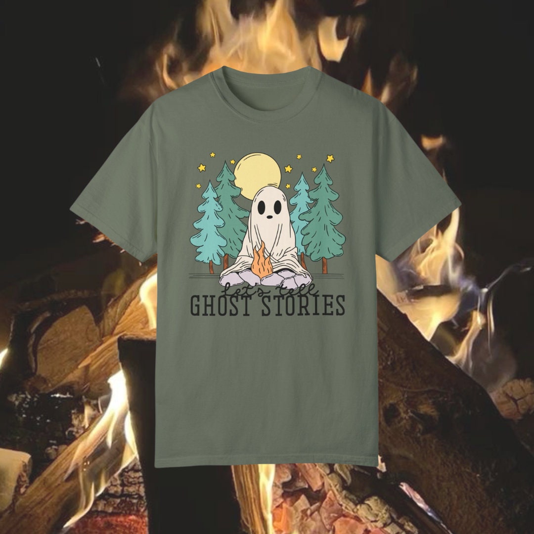 Lets Tell Ghost Stories Tshirt | Bookish Halloween shirt | Spooky Cute Ghost Cup | Horror Reader Gift | Cozy Fall reading tee | Autumn Lover