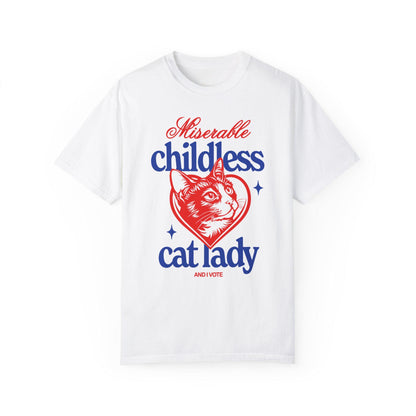 Miserable Childless Cat Lady and I vote Shirt | Cat Ladies for Kamala | Harris 2024| Politics Democrat Election tshirt | Woman's Rights