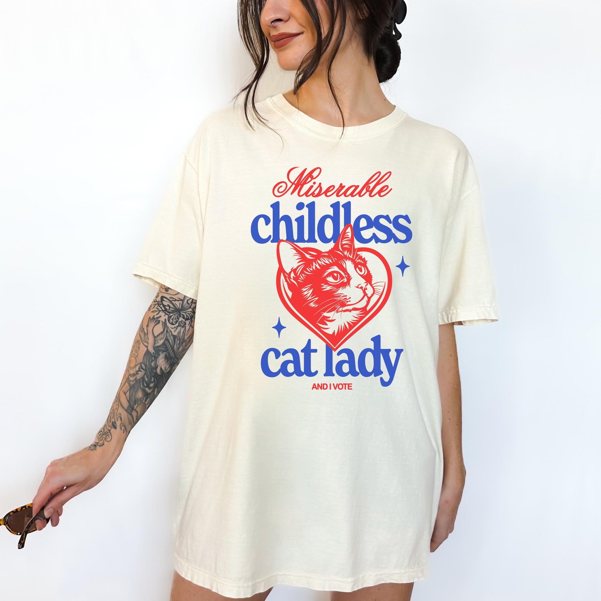 Miserable Childless Cat Lady and I vote Shirt | Cat Ladies for Kamala | Harris 2024| Politics Democrat Election tshirt | Woman's Rights