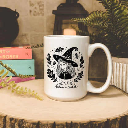 Autumn Witch Coffee Mug | Witchy Fall Tea Cup | Gift for Witch | Fall Coffee Bar | Cute Cozy Autumn | Spooky Cute Halloween Witch Mug