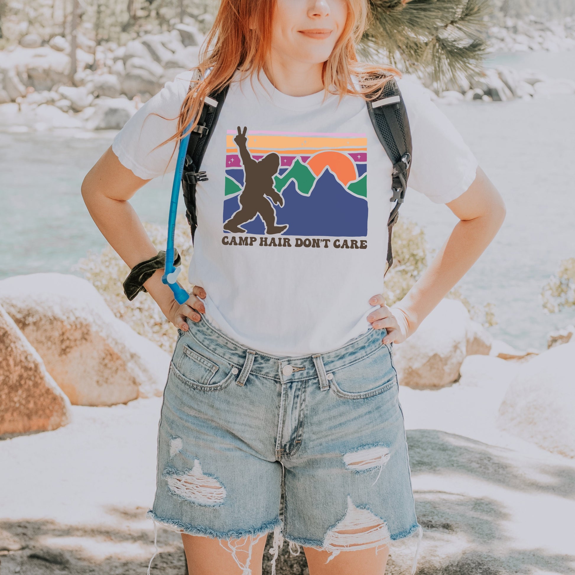 Camp hair don’t Care tshirt | Cute Camping Shirt | Big Foot Outdoorsy Shirt | Adventure and Travel Lover | Earthy Vibes Outdoor Lover gift