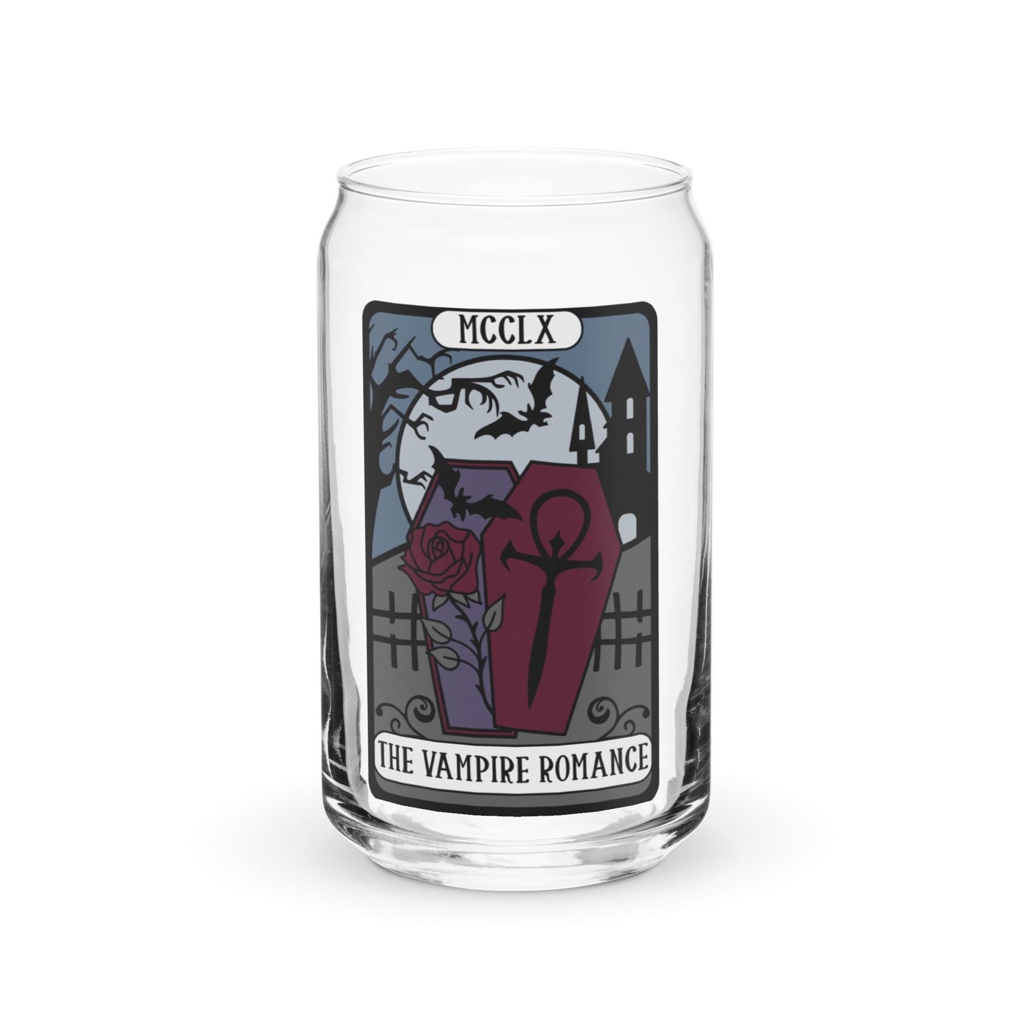 Vampire Romance Bookish Tarot Card Glass | Spooky Reader Iced Coffee Cup |