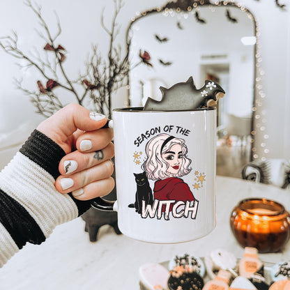 Sabrina Witchy | Season of the Witch Coffee Mug | Fall Autumn Witch Vibes | Halloween Lover Gift | Salem Binx Black Cat