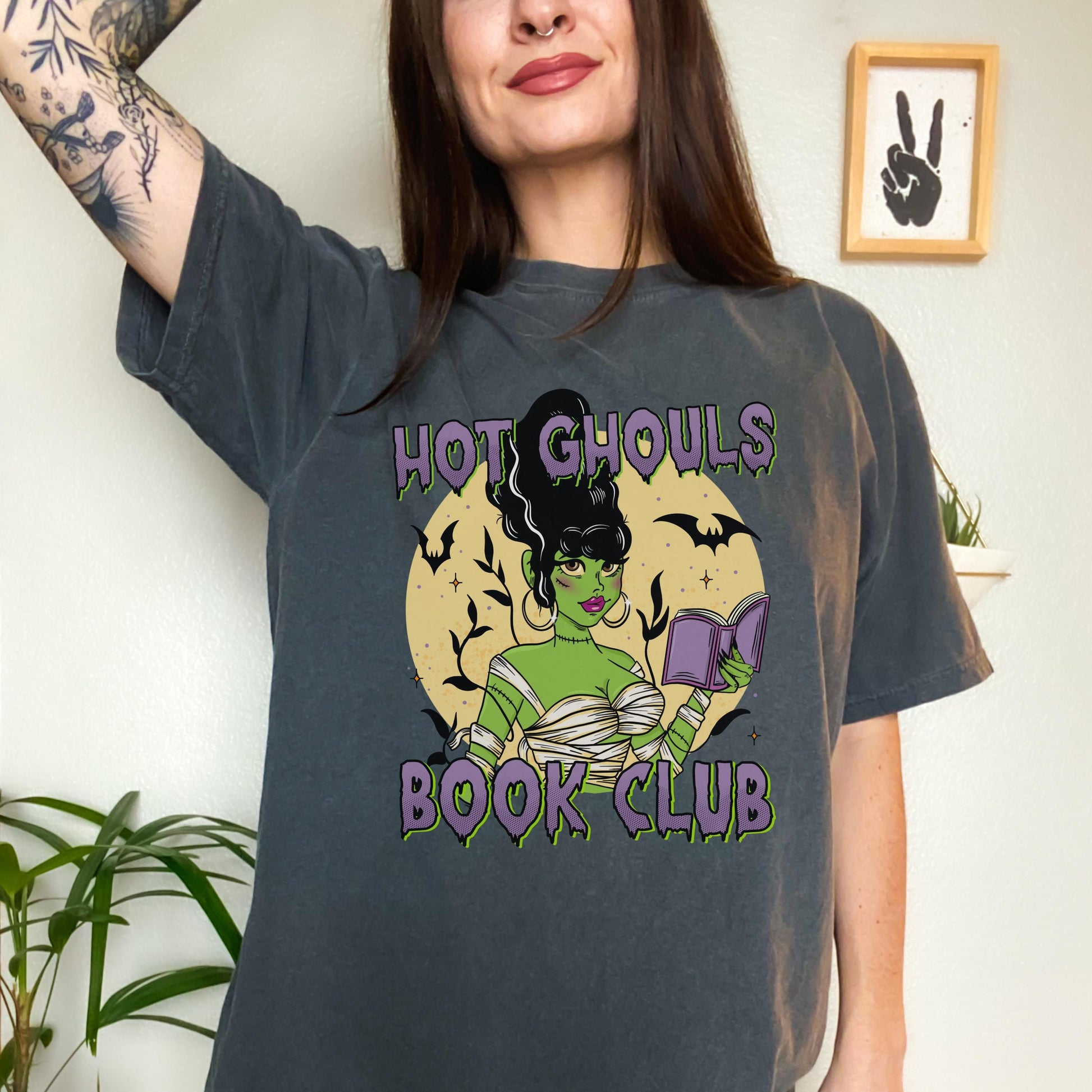 Hot Ghouls Book Club Tshirt | Spook Season Bookish Shirt | Fall Reader Shirt | Monster Girl Book Shirt | Horror Reader Gifts | Spooky Cute