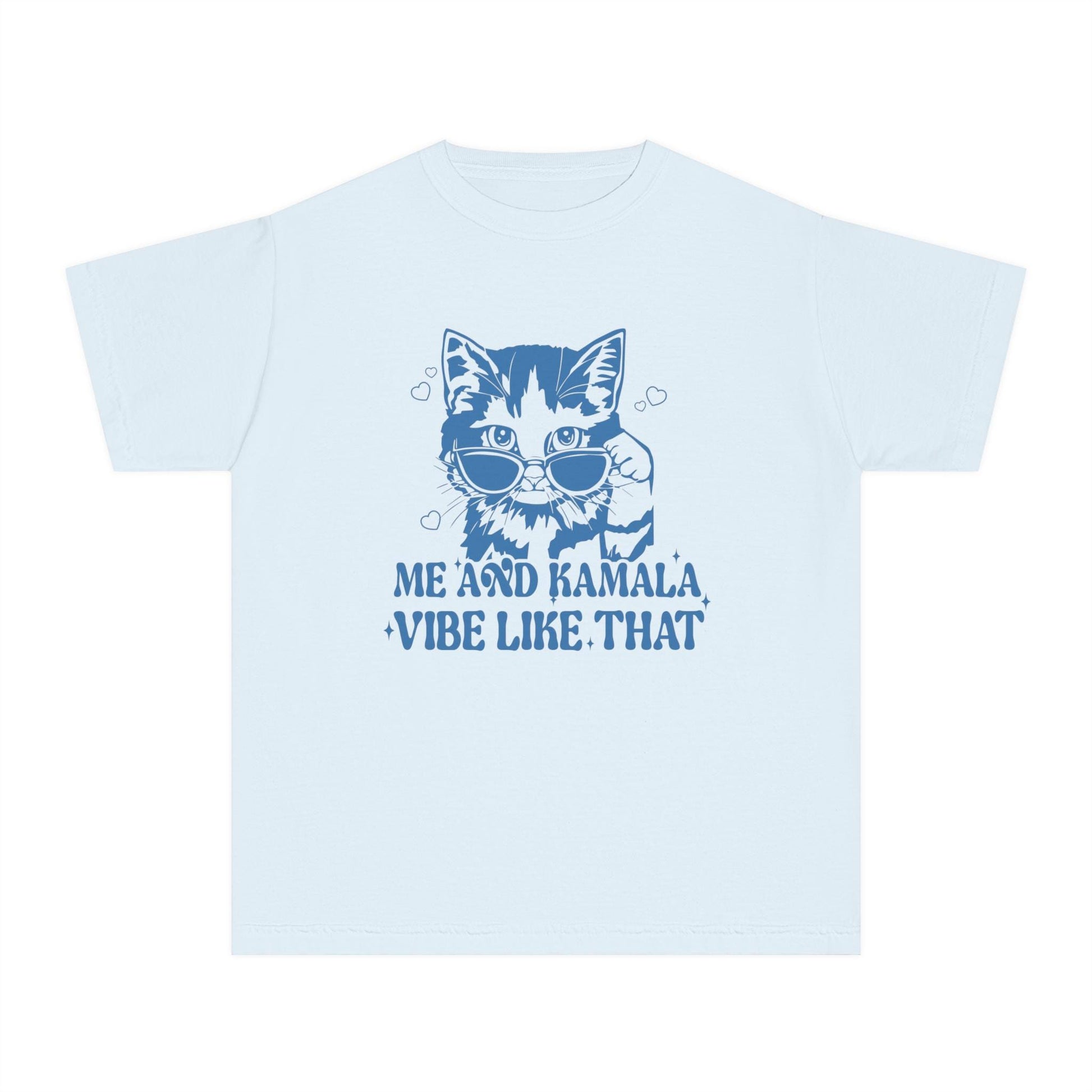 Me and Kamala Vibe Like That Kids T shirt | Youth Size Kamala Tee | Swift for Harris | Cat Lover Politics Democrat Election