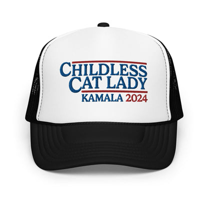 Childless Cat Lady Kamala 2024 Foam trucker hat | Democratic Political Hat | Vote Blue