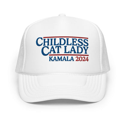 Childless Cat Lady Kamala 2024 Foam trucker hat | Democratic Political Hat | Vote Blue