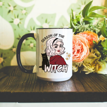 Sabrina Witchy | Season of the Witch Coffee Mug | Fall Autumn Witch Vibes | Halloween Lover Gift | Salem Binx Black Cat