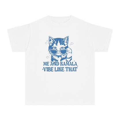 Me and Kamala Vibe Like That Kids T shirt | Youth Size Kamala Tee | Swift for Harris | Cat Lover Politics Democrat Election