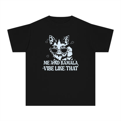 Me and Kamala Vibe Like That Kids T shirt | Youth Size Kamala Tee | Swift for Harris | Cat Lover Politics Democrat Election