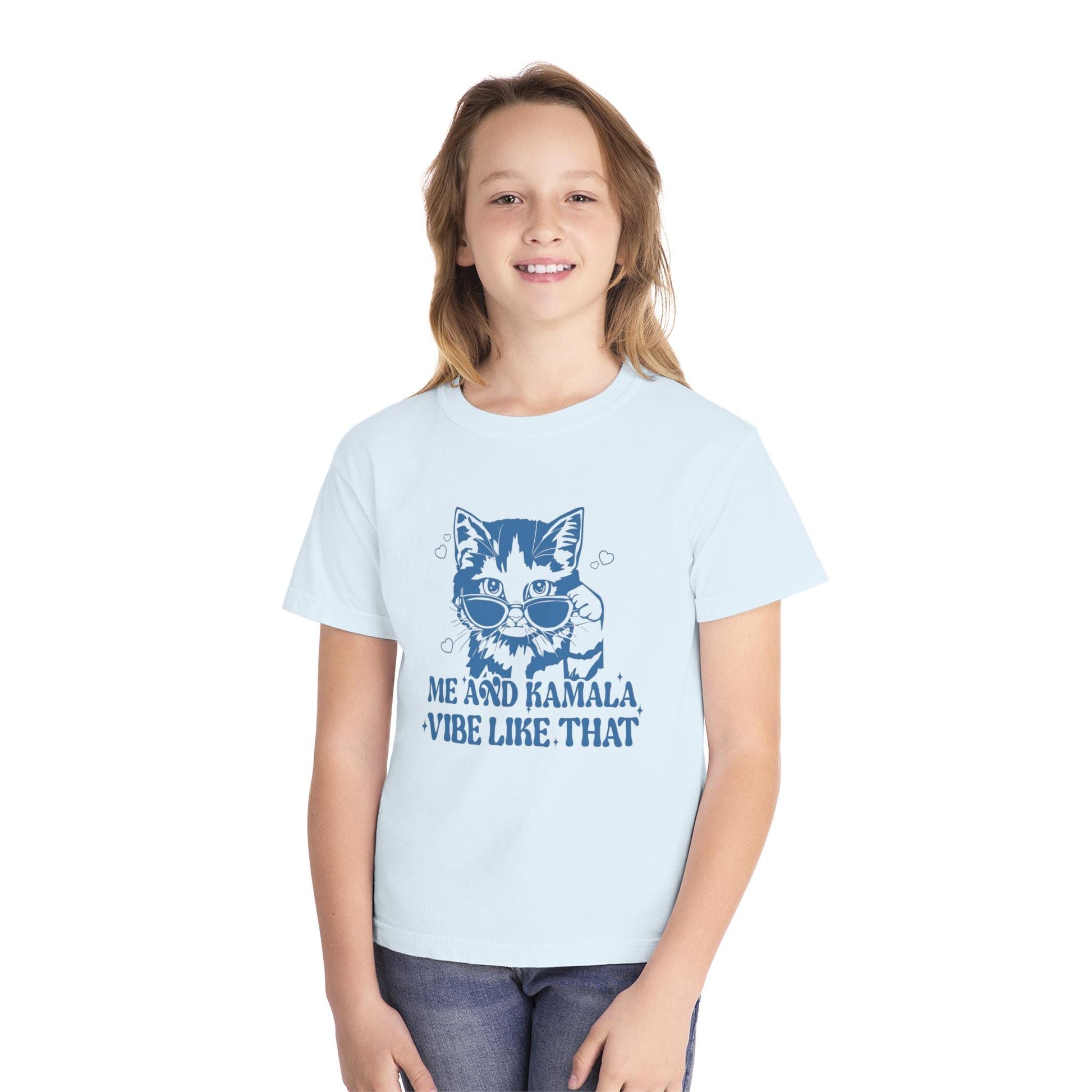 Me and Kamala Vibe Like That Kids T shirt | Youth Size Kamala Tee | Swift for Harris | Cat Lover Politics Democrat Election