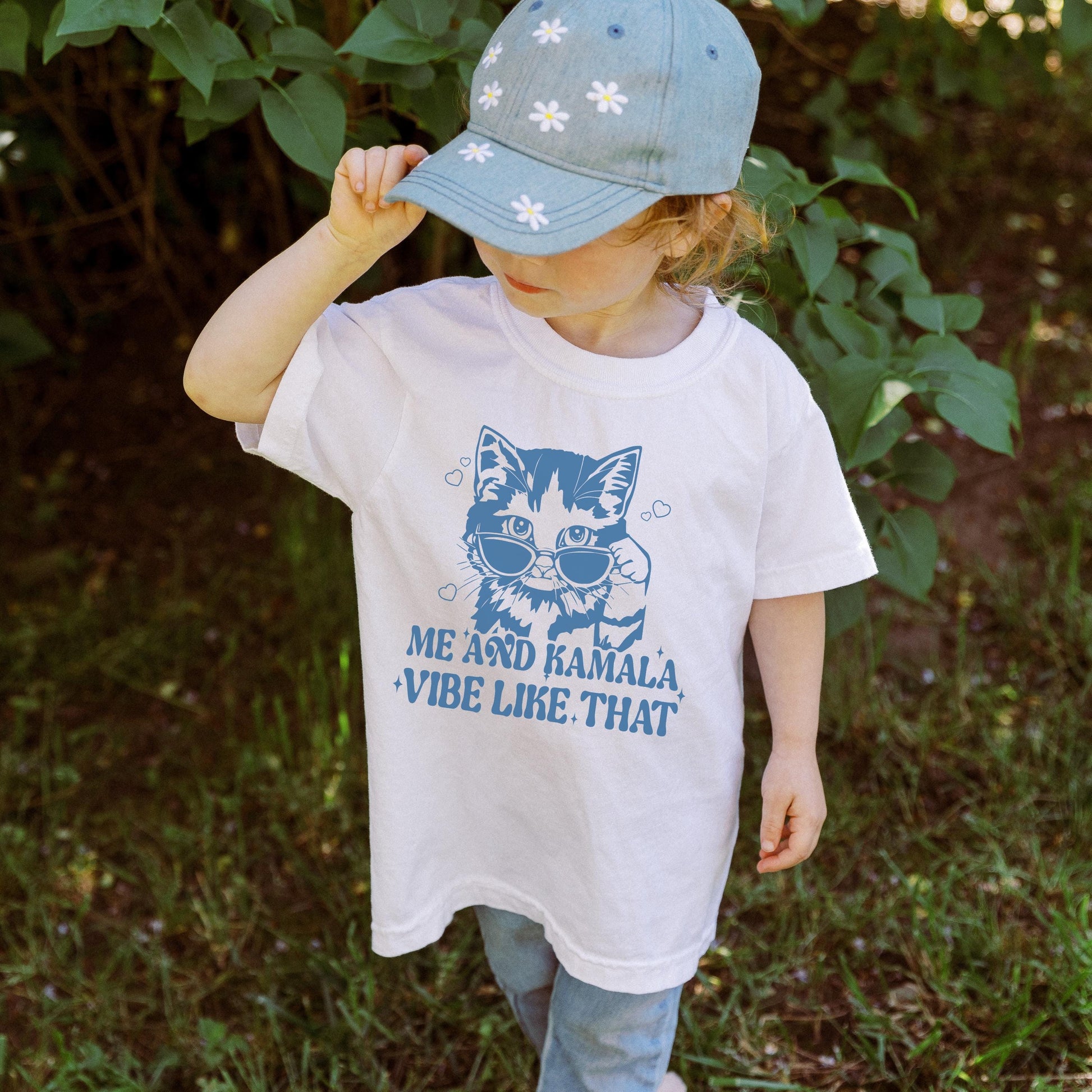 Me and Kamala Vibe Like That Kids T shirt | Youth Size Kamala Tee | Swift for Harris | Cat Lover Politics Democrat Election