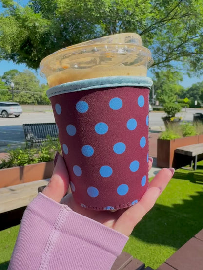 Brown & Blue Polka Dot Iced Coffee Sleeve