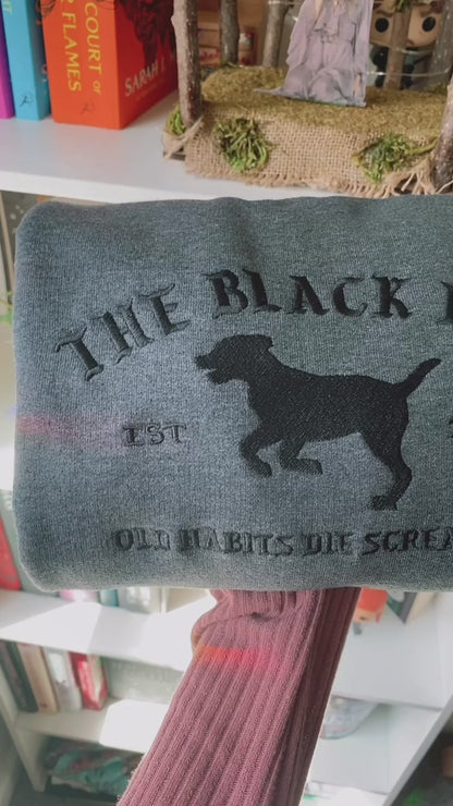 The Black Dog Poets Embroidered Crewneck Sweatshirt | Old Habits Die Screaming