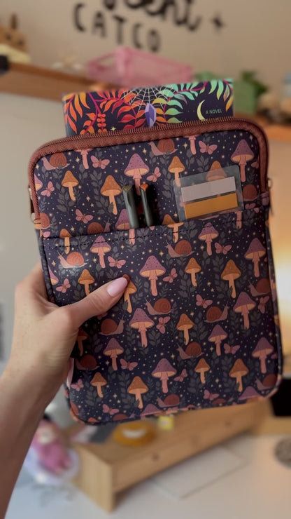 Magical Mushroom Book & Kindle Pouch, Zipper &  Front Pocket ( Medium)