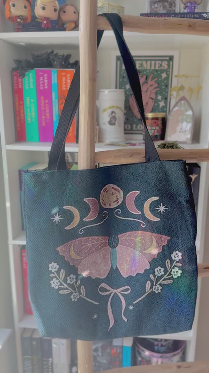 Whimsical Celestial Butterfly Woven Tote Bag