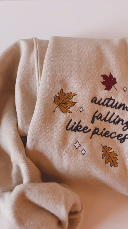 Autumn Leaves Falling Down All Too Well Embroidered Sweatshirt