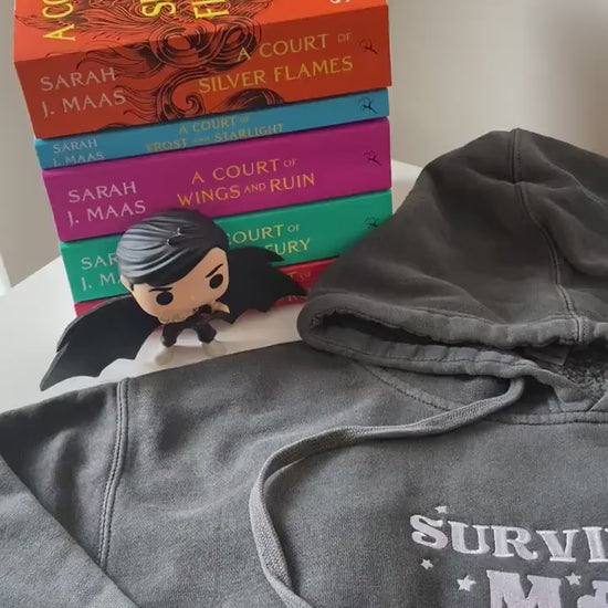 Officially Licensed Survivor of MAAS Destruction Embroidered SJM Bookish Hoodie | Sarah J Maas Merch | acotar tog gifts Booktok Sweatshirt