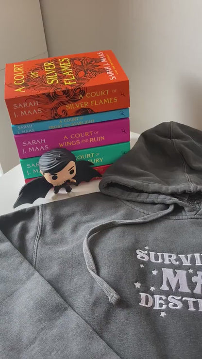 Officially Licensed Survivor of MAAS Destruction Embroidered SJM Bookish Hoodie | Sarah J Maas Merch | acotar tog gifts Booktok Sweatshirt