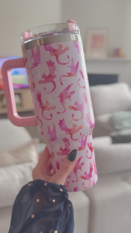 Pink Dragon Rider Bookish 40 oz Thermal Tumbler