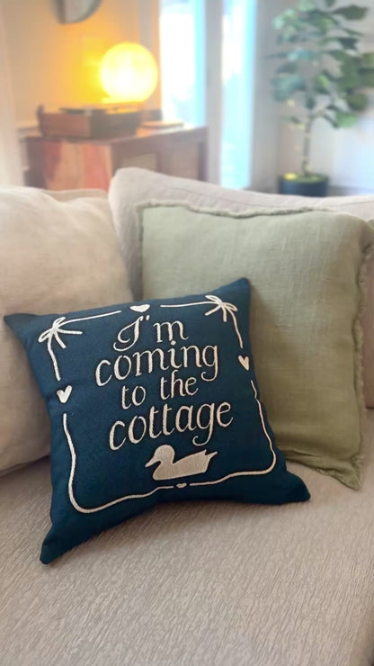 Coming to the Cottage Woven Pillow