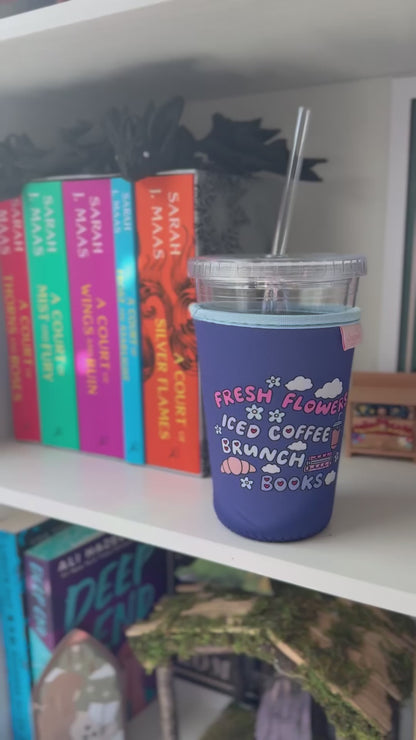 Flowers Iced Coffee Books and Brunch Iced Coffee Sleeve, Bookish Drink Accessories
