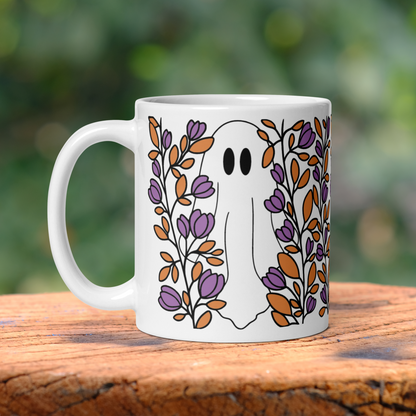 Spooky Cute Floral Ghost Mug