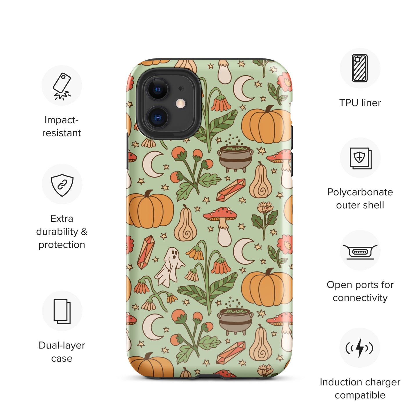 Ghost and Pumpkin Patch Spooky Cute Fall Tough Case for iPhone