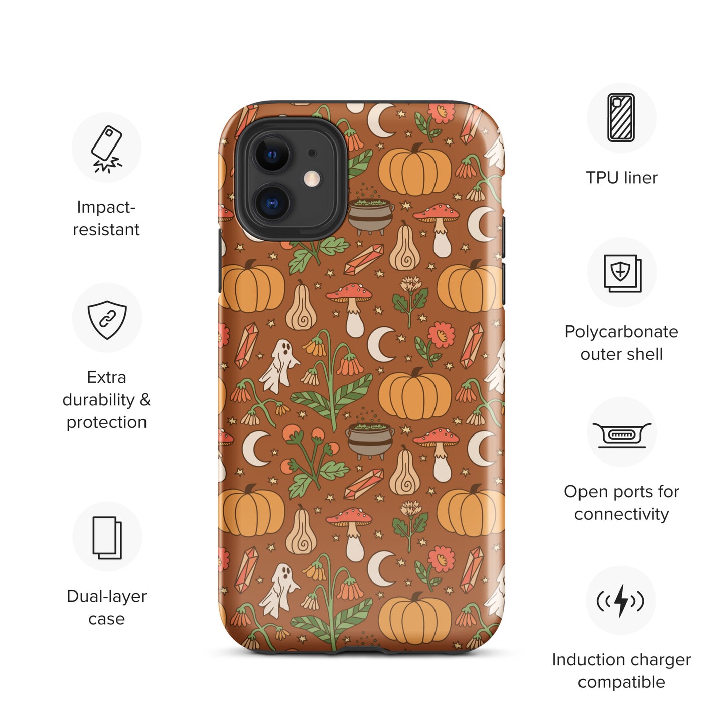 Cozy Fall Ghost and Pumpkin Patch Tough Case for iPhone