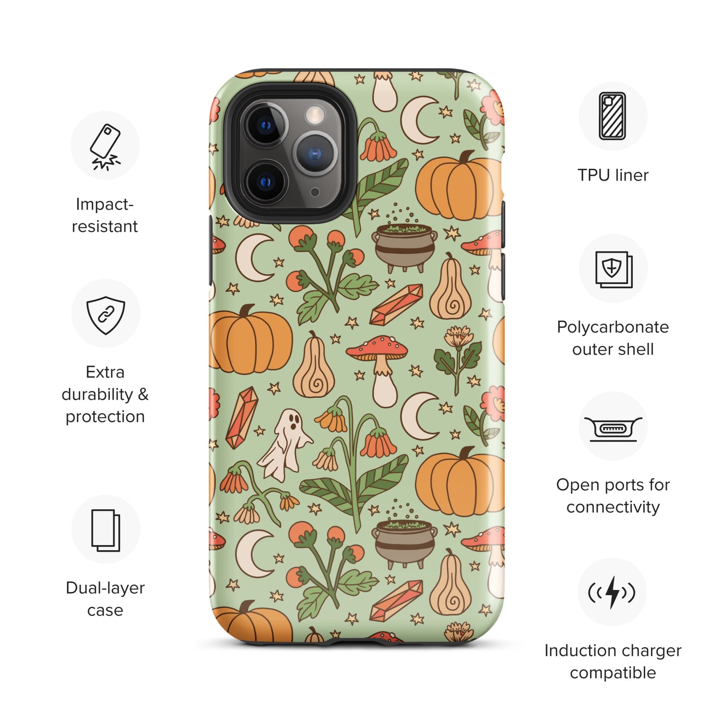 Ghost and Pumpkin Patch Spooky Cute Fall Tough Case for iPhone