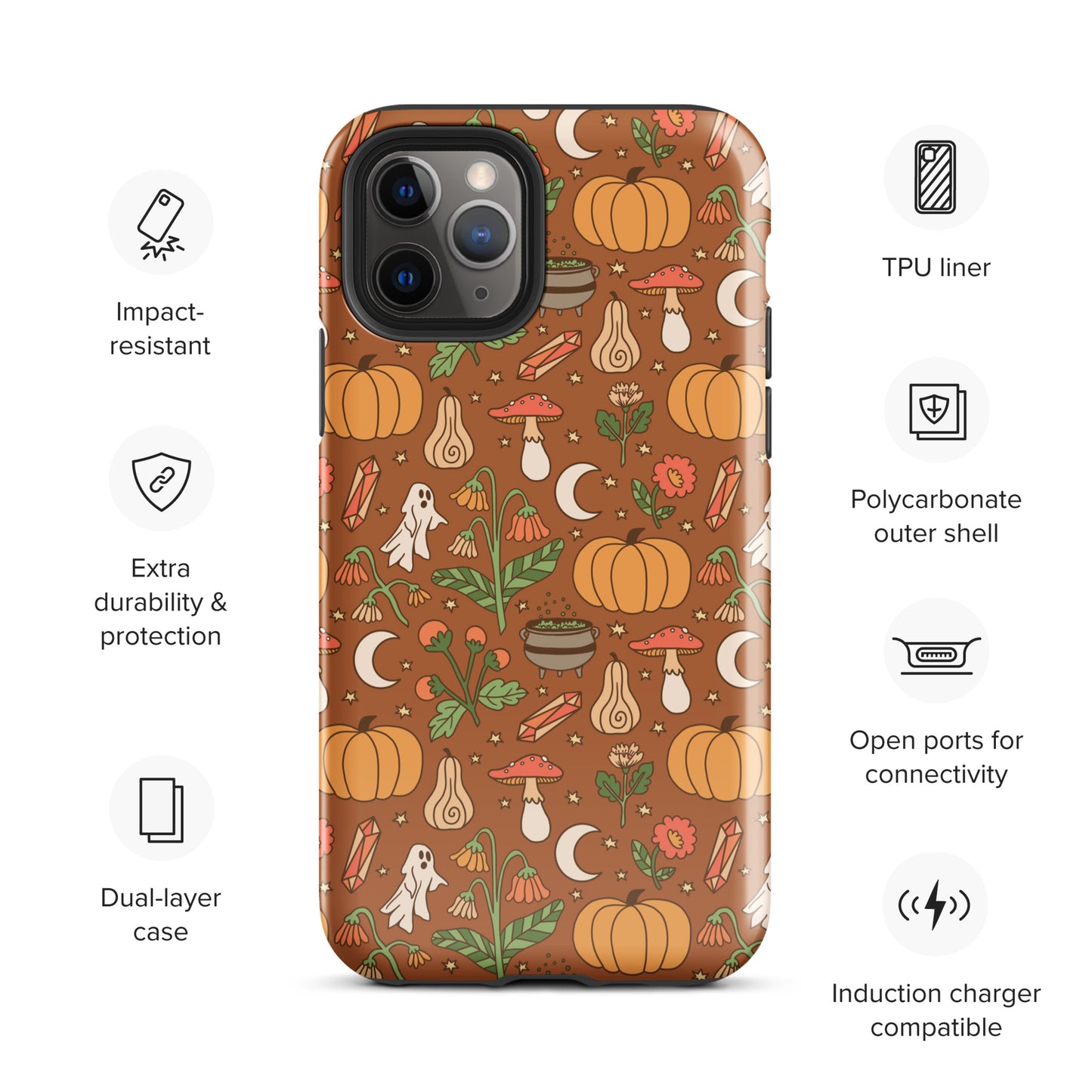 Cozy Fall Ghost and Pumpkin Patch Tough Case for iPhone