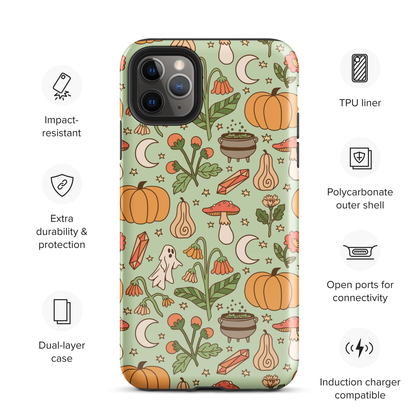 Ghost and Pumpkin Patch Spooky Cute Fall Tough Case for iPhone