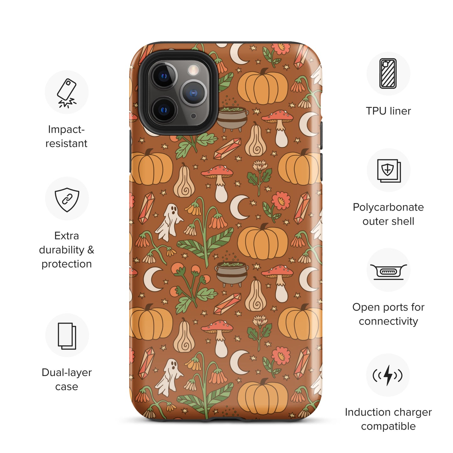 Cozy Fall Ghost and Pumpkin Patch Tough Case for iPhone