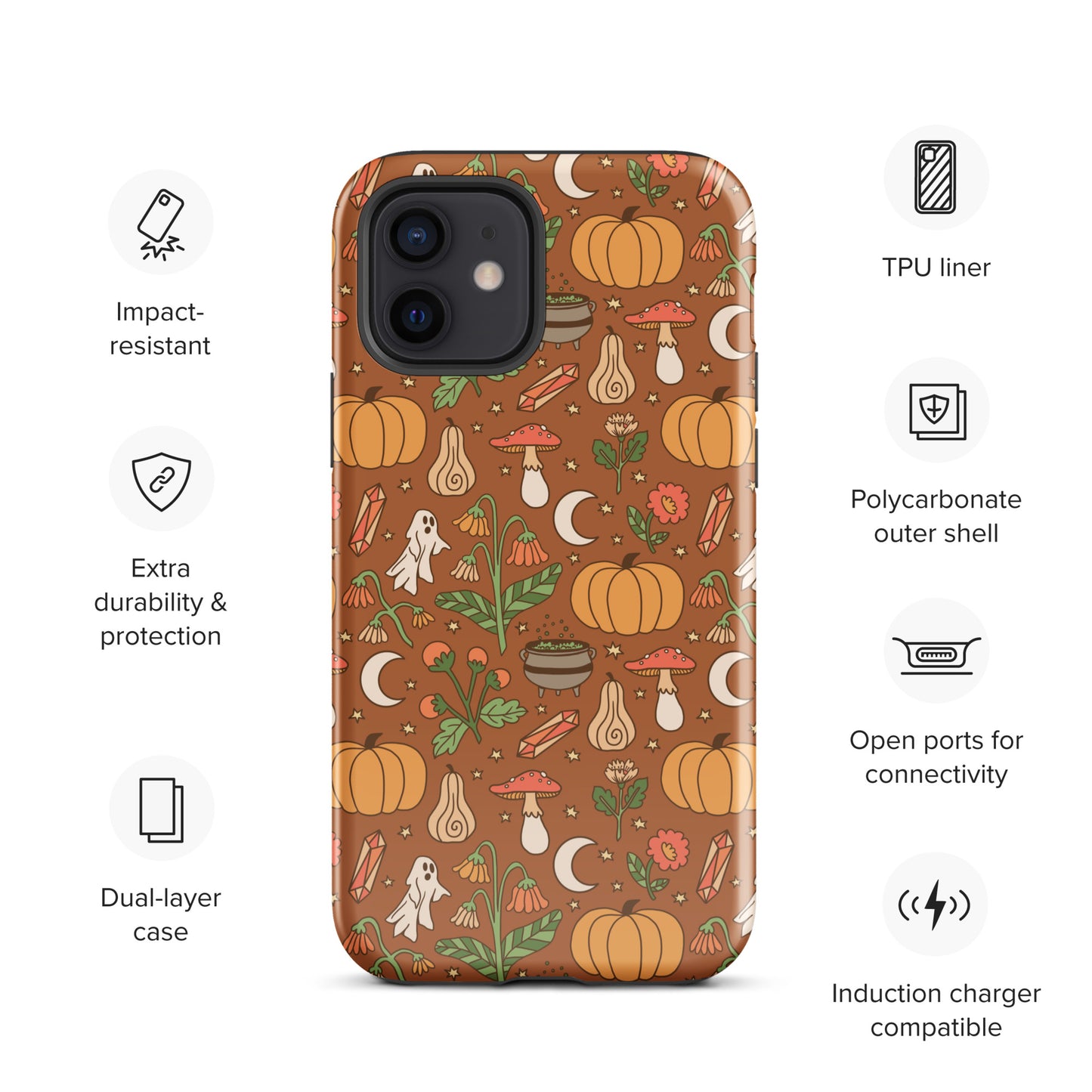 Cozy Fall Ghost and Pumpkin Patch Tough Case for iPhone