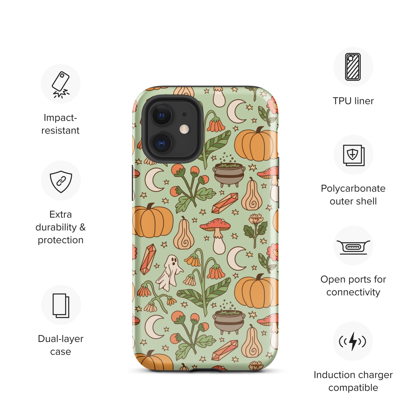 Ghost and Pumpkin Patch Spooky Cute Fall Tough Case for iPhone