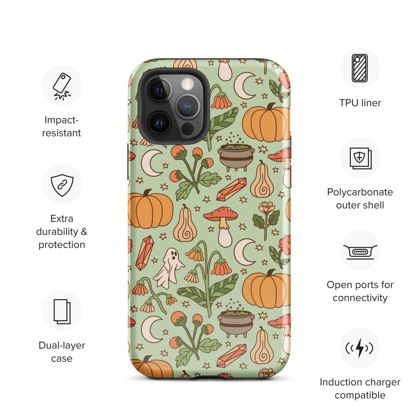 Ghost and Pumpkin Patch Spooky Cute Fall Tough Case for iPhone