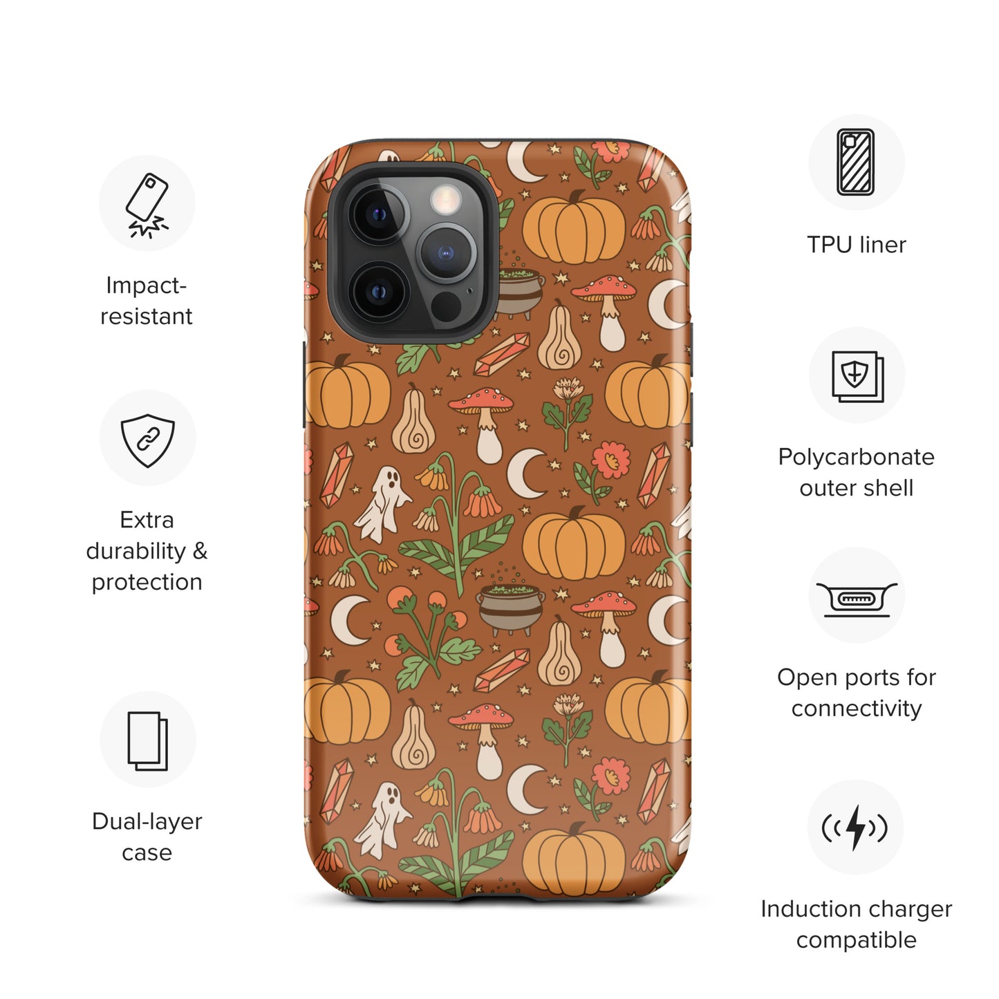 Cozy Fall Ghost and Pumpkin Patch Tough Case for iPhone