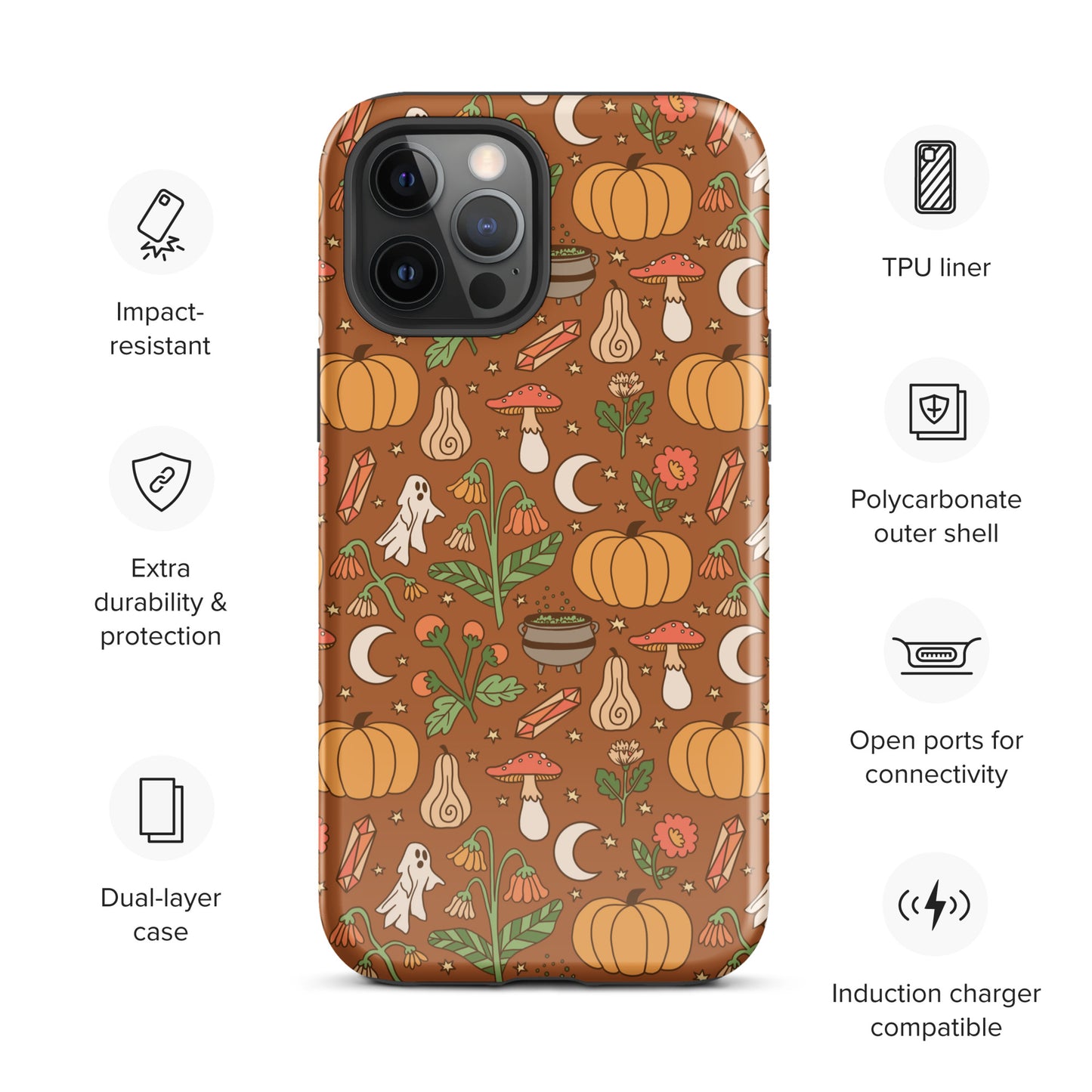 Cozy Fall Ghost and Pumpkin Patch Tough Case for iPhone